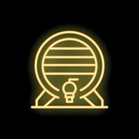 Glowing neon line beer wooden barrel icon isolated on black background vector