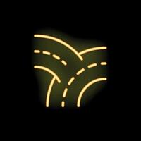 Three roads merging neon sign representing choices and decisions vector