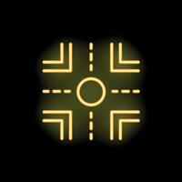 Neon yellow aim icon glowing on dark background vector