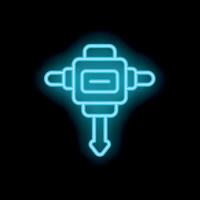 Glowing neon sign of a jackhammer on a black background vector