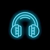 Neon style icon of headphones glowing on black background vector