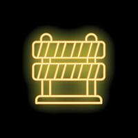 Glowing neon icon of construction barrier for website or app vector