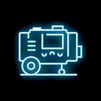 Portable generator with neon light effect on black background vector