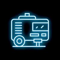 Neon generator icon glowing on dark background vector