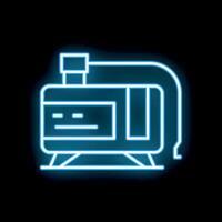 Neon sign of a train passing by on a black background vector