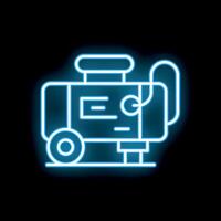Neon generator icon glowing on dark background vector