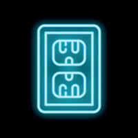 Glowing neon double socket emitting light in the dark vector