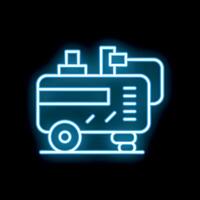 Neon style icon of portable diesel generator powering small house vector