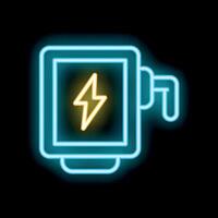 Neon icon of power bank charging showing battery level vector