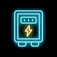 Glowing neon line electric meter icon isolated on black background. illustration vector