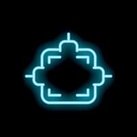 Neon blue cpu chip glowing on black background vector