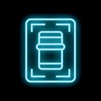 Neon icon of a smartphone being scanned by facial recognition software vector