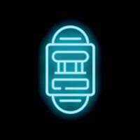 Neon museum ticket icon glowing on dark background vector