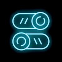 Neon toggle switch buttons glowing on dark background vector