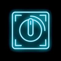 Neon sign representing power button glowing in the dark vector