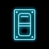 Blue glowing neon line computer hard disk drive hdd icon glowing on black background vector