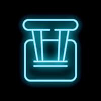 Neon icon of toaster oven glowing on dark background vector
