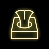 Neon icon of tissues coming out of a tissue box vector