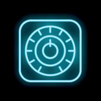Blue neon combination safe lock icon glowing on black background vector