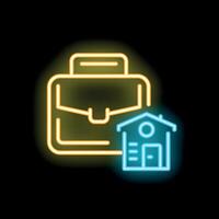 Neon icon of briefcase representing working from home concept vector