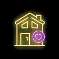 Neon icon of house with heart representing love and family vector
