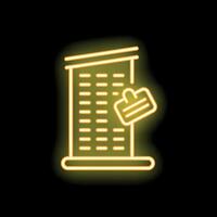 Neon sign of office building with briefcase representing business and work vector