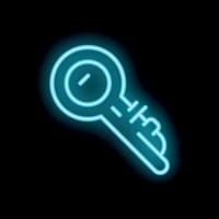 Blue neon key glowing on black background vector