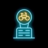 Glowing neon line bicycle parking icon isolated on black background. Bicycle parking sign. illustration vector