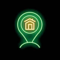 Neon green icon showing location of the house vector