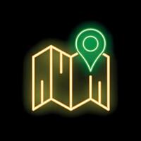 Neon green location pin marking a spot on a city map vector