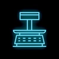 Neon icon of a weight scale displaying numerical values on its display vector