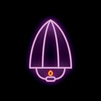 Neon sign representing a mining helmet with a light glowing in the dark vector