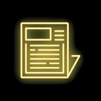 Yellow neon sign representing a newspaper with blank headline on black background vector
