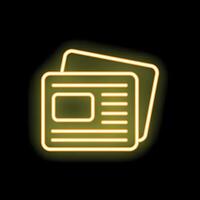 Neon icon of newspapers glowing on dark background vector