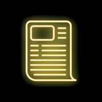Neon yellow online article icon glowing on black background vector