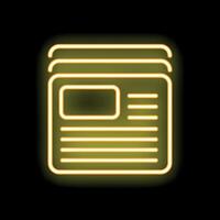 Yellow neon sign of newspaper with headlines on black background vector