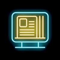 Neon sign showing a computer screen displaying a blog post vector