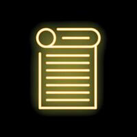 Neon yellow document icon glowing on black background vector