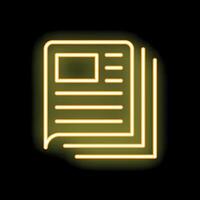 Yellow neon sign representing stack of documents on black background vector