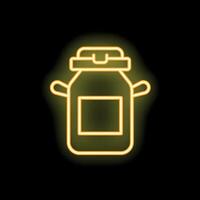 Neon icon of milk can shining on black background vector