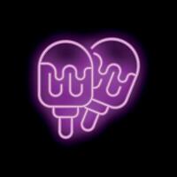 Neon sign of melting ice cream bars on a stick glowing in the dark vector