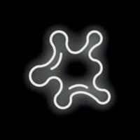 White neon sign showing an amoeba on black background vector