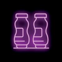 Neon sign of two bottles on a shelf glowing in pink light vector
