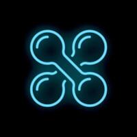 Neon blue quadcopter drone flying on black background illustration vector