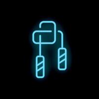 Neon icon of nunchaku with glowing blue contour on black background vector