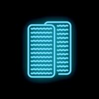 Blue neon sign representing two matzah on black background vector