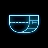 Neon icon of water reservoir, round container for liquid storage vector