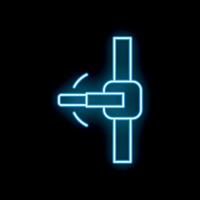 Neon icon of automatic barrier gate closing with blue light vector