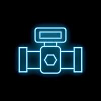 Blue glowing neon line gas meter icon isolated on black background vector
