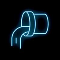 Blue neon style icon water flowing from pipe pollution concept vector